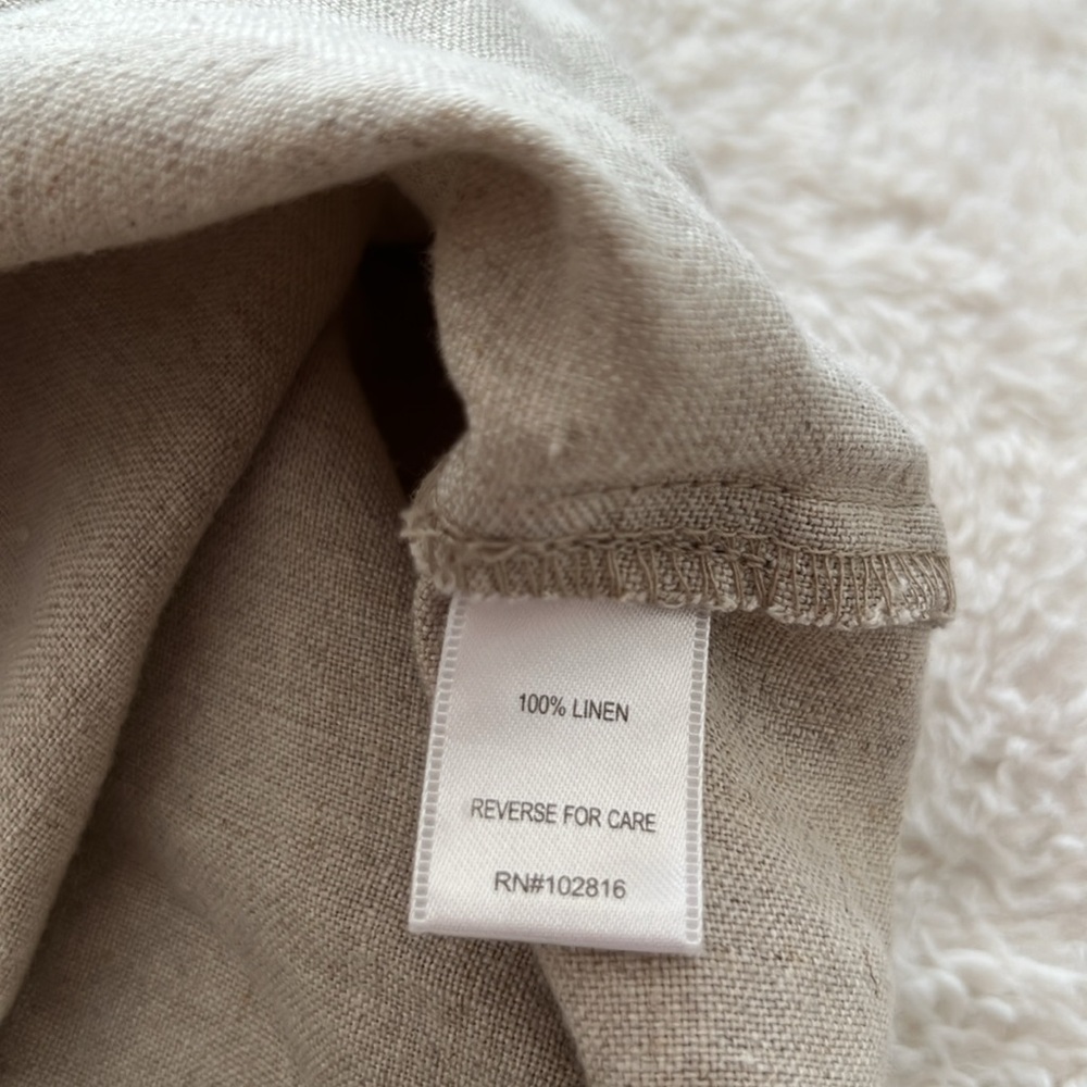 Garnet Hill Linen Tan Shift Dress Size 2 - Picture 3 of 4